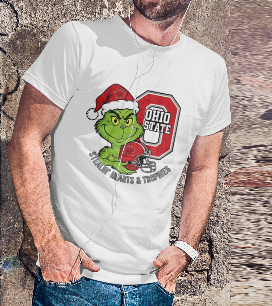 Ohio State Christmas Grinch Stealin’ Hearts Trophies T-Shirt