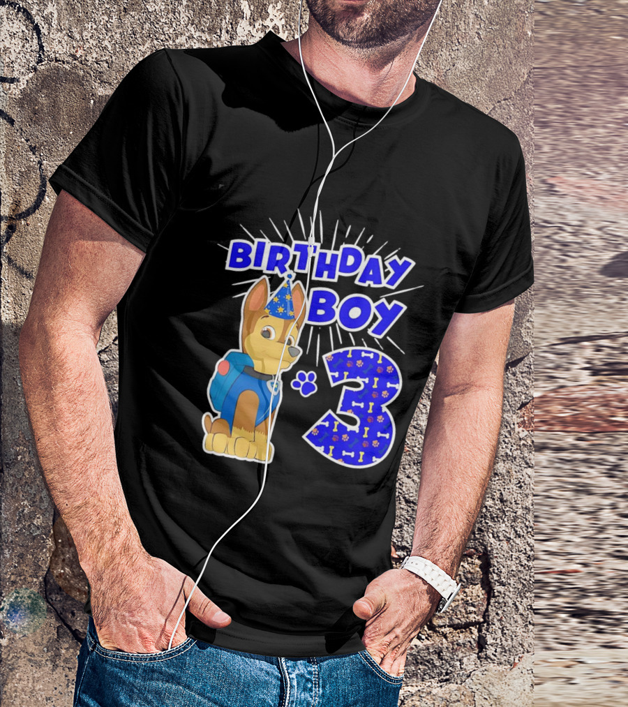 Birthday Boy Cute Police Pup Dog 3rd Party Theme T-Shirt