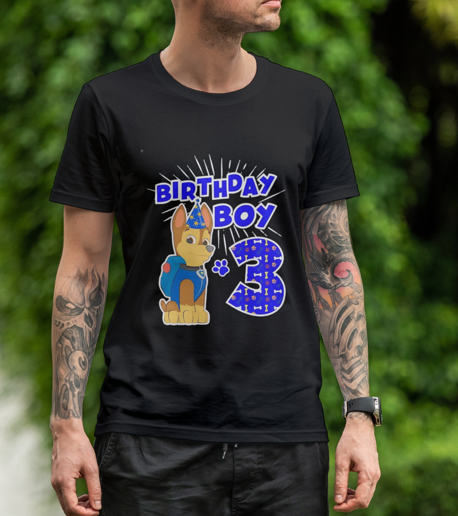 Birthday Boy Cute Police Pup Dog 3rd Party Theme T-Shirt