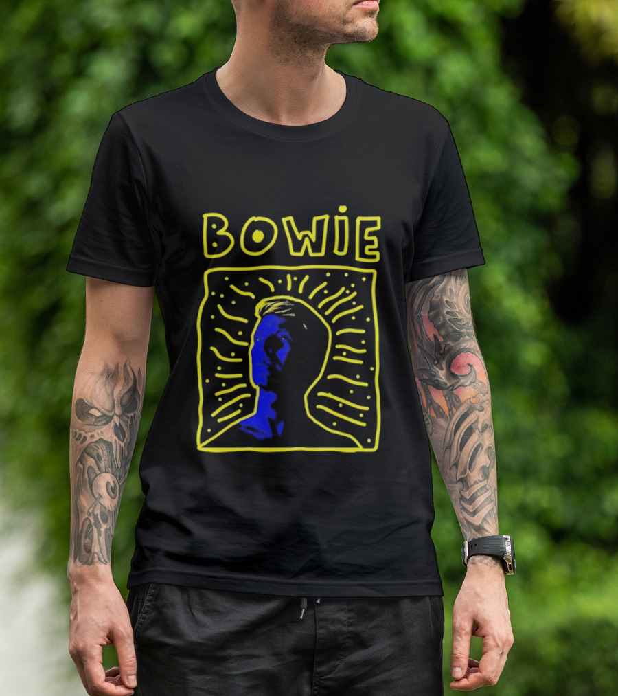 David Bowie 90s Neon Pop Art Silhouette T-Shirt