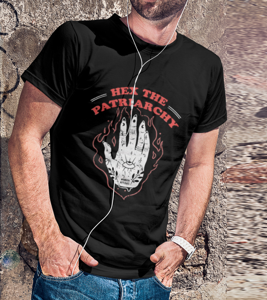 Hex The Patriarchy Hand Symbol With Mystical Flames T-Shirt