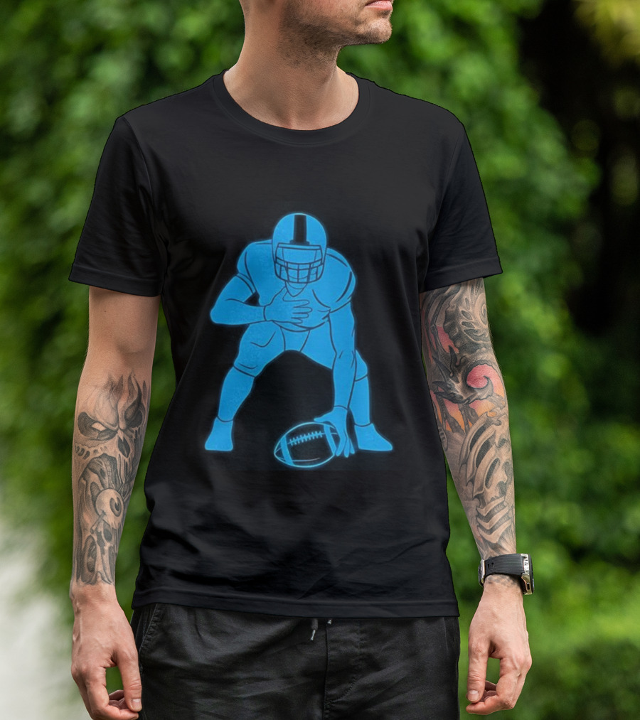 Matthew Stafford Football Neon Glow Blue T-Shirt