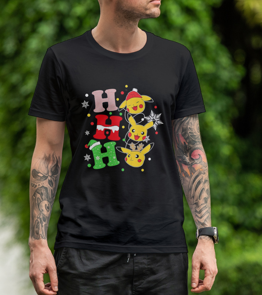 Pikachu Ho Ho Ho Christmas Festive Holiday Pokémon Celebration T-Shirt