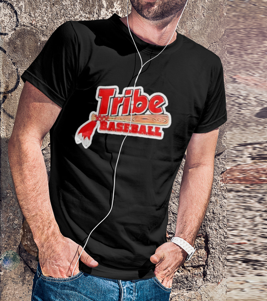 Tribe Baseball Bat Red Feather Bold Style T-Shirt