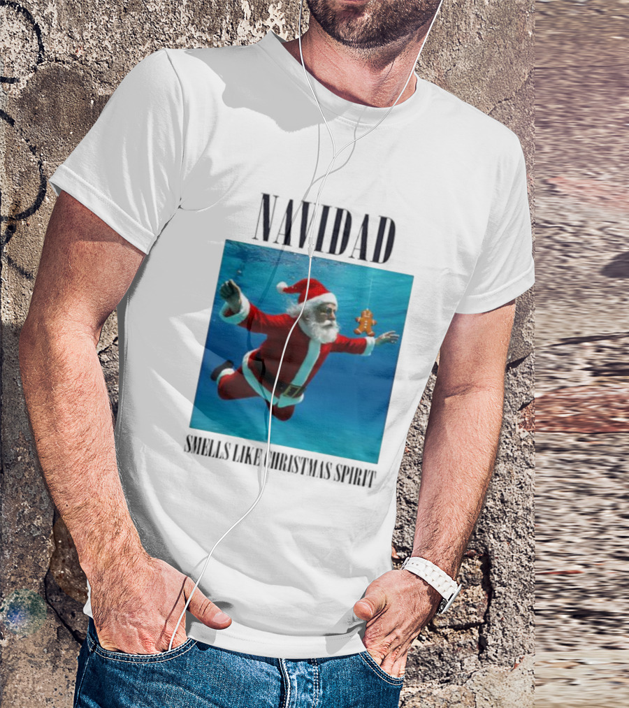 Navidad Santa Claus Underwater Smells Like Christmas Spirit T-Shirt