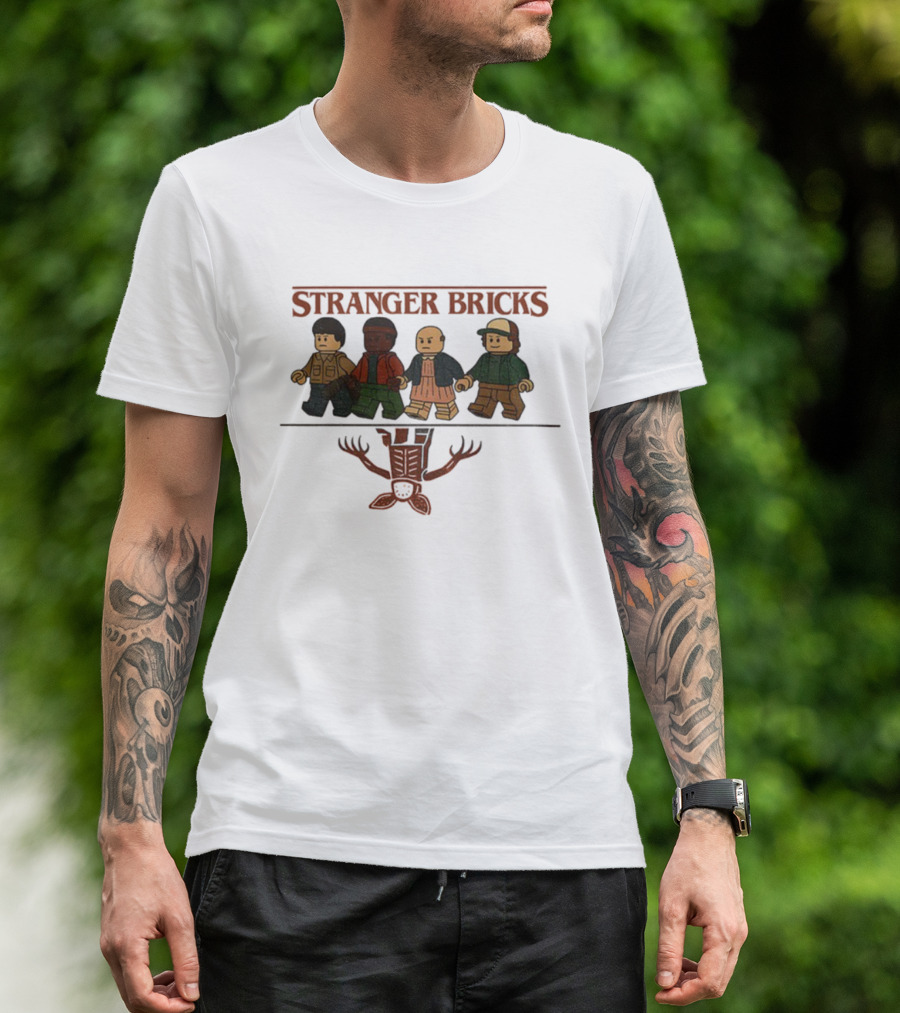 Stranger Bricks Upside Down Lego Characters Stranger Things Demogorgon T-Shirt