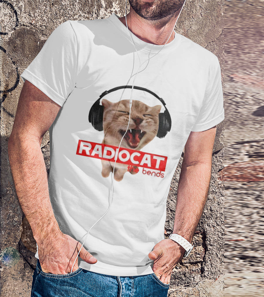 Radiocat The Bends Headphones Cat Graphic T-Shirt