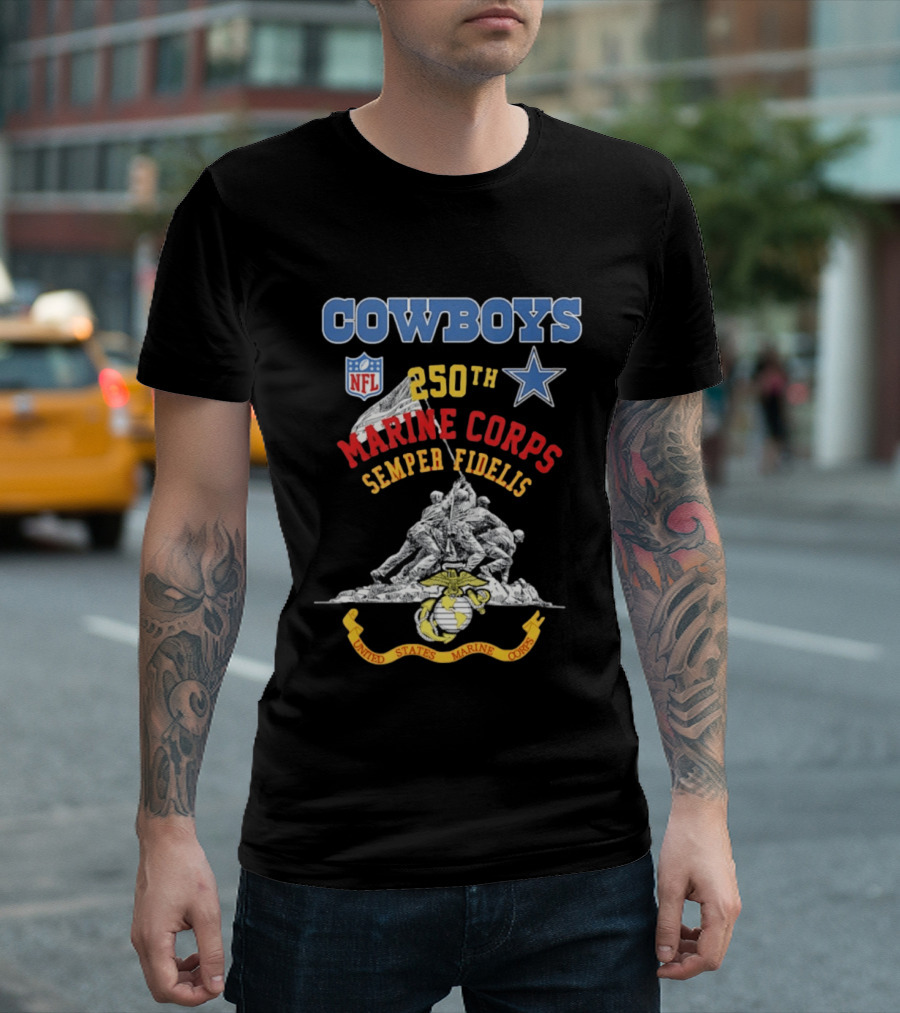 Cowboys NFL Marine Corps 250th Semper Fidelis United States T-Shirt