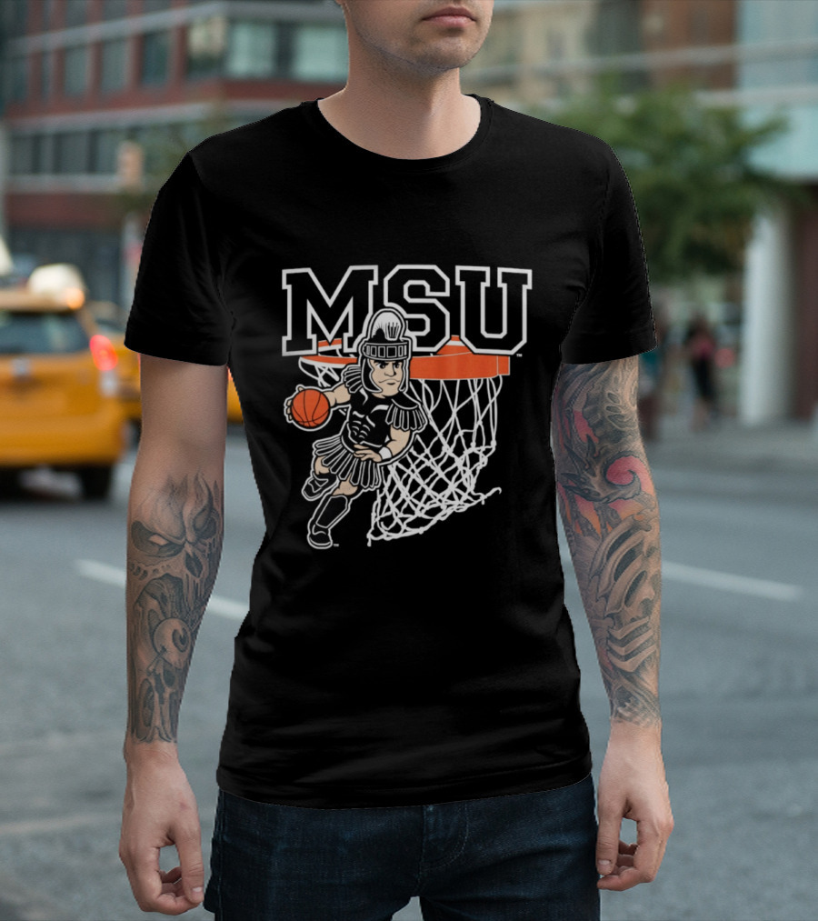 Michigan State Spartans Basketball MSU Logo Slam Dunk T-Shirt