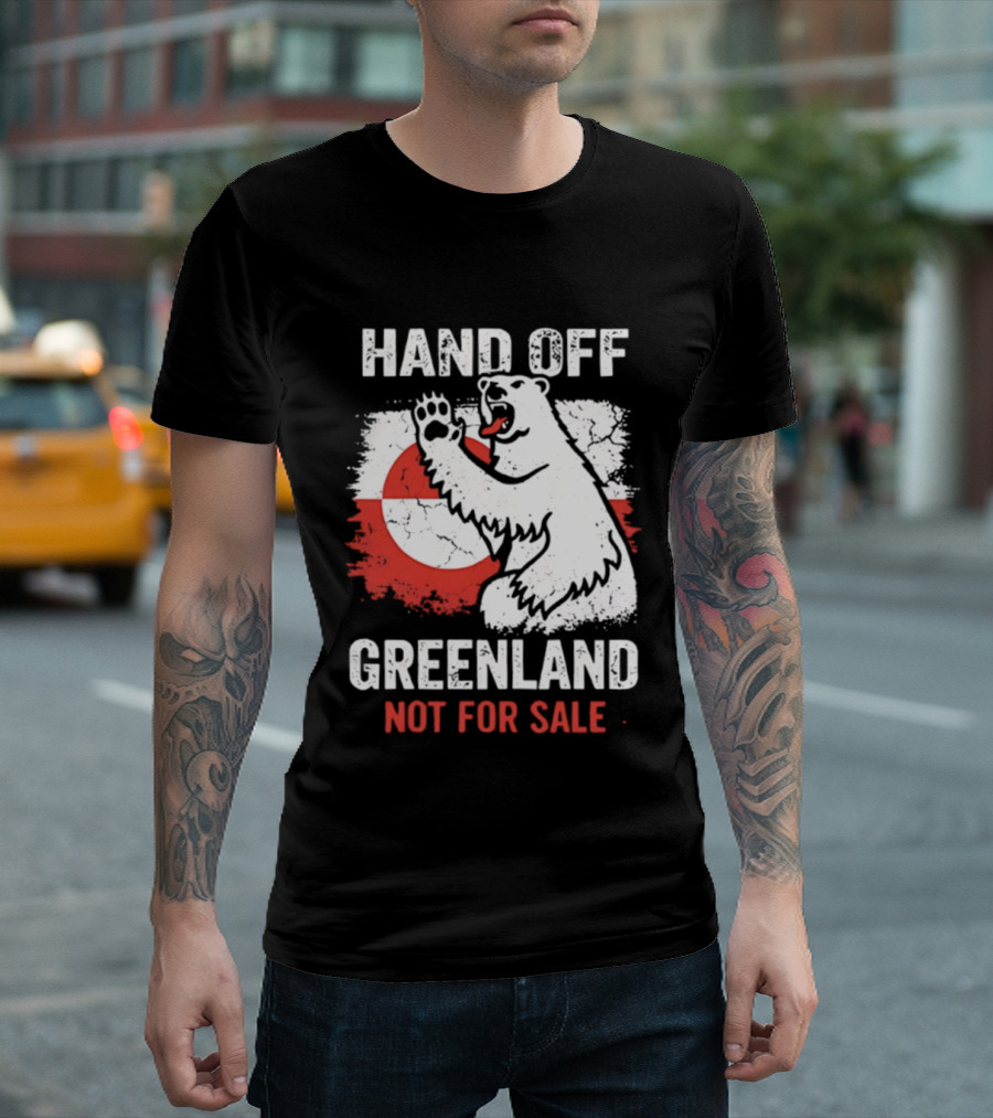 Hand Off Greenland Not For Sale Polar Bear Flag T-Shirt