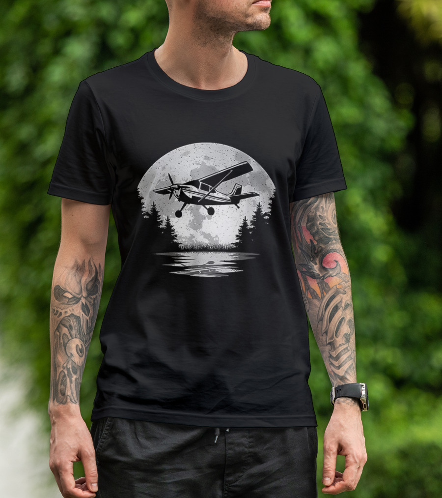 Pilot Airplane Aviator Aviation Vintage Seaplane Reflections T-Shirt