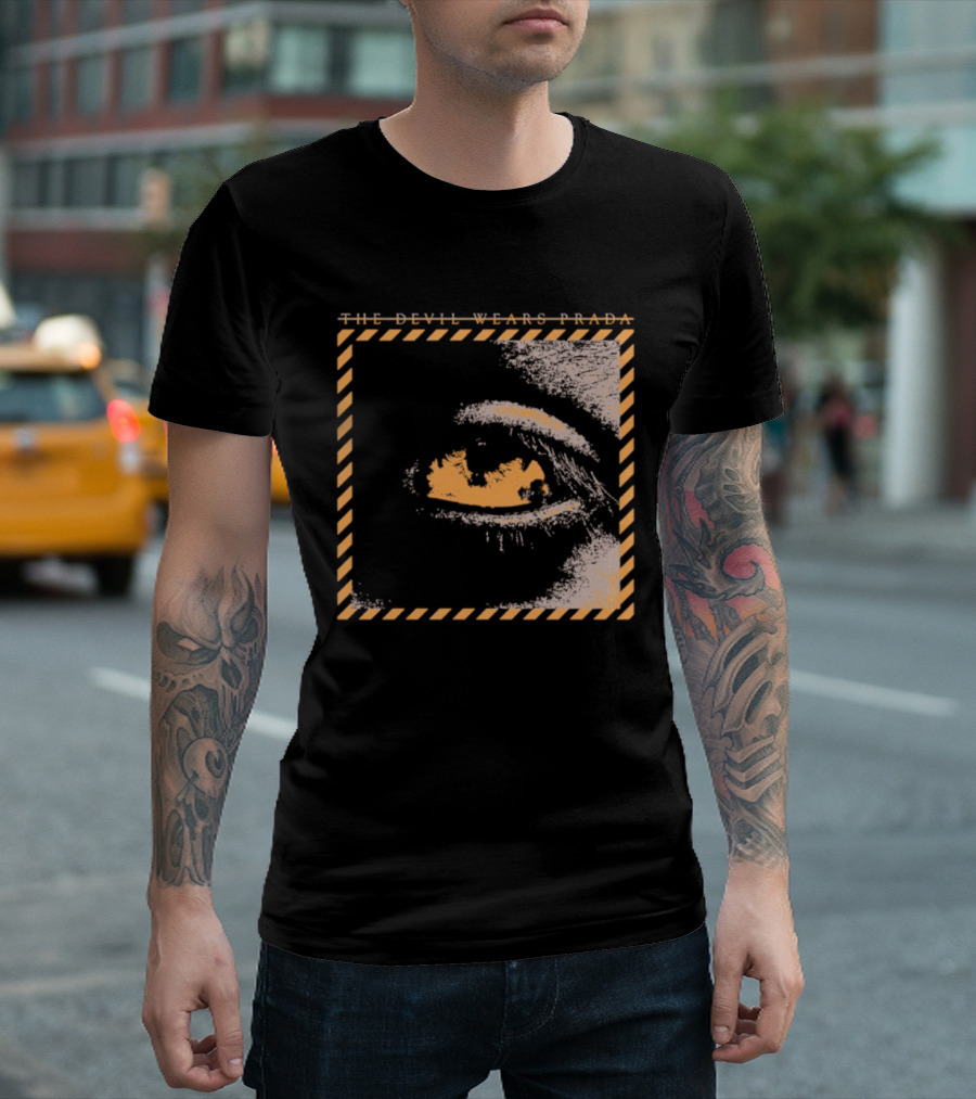 The Devil Wears Prada Outbreak Eye Caution Stripes T-Shirt