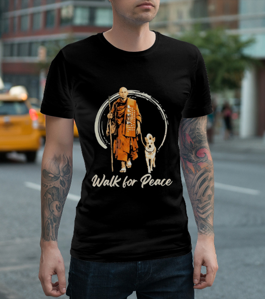 Walk For Peace Aloka With Monk And Dog T-Shirt