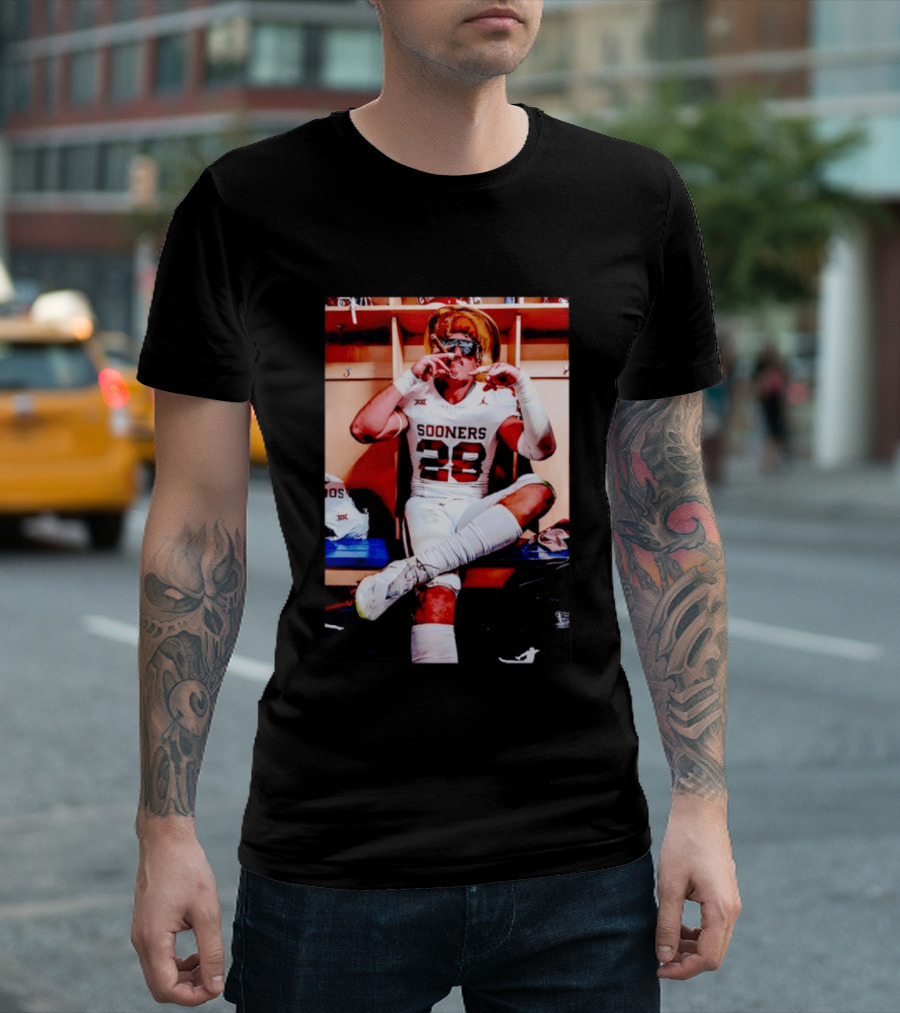 Sooners Football Danny Stutsman Cigar Celebration Locker Room 28 T-Shirt