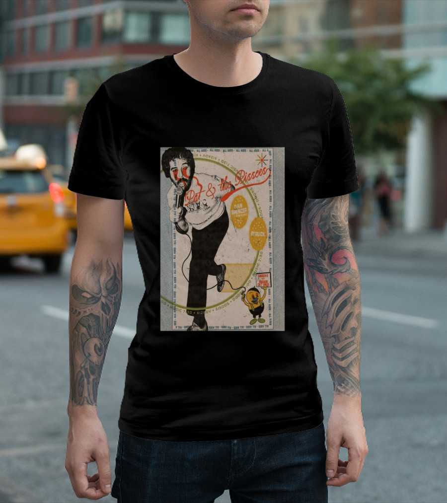 Pat & The Pissers Dan Spencer Struck March 2 All Ages Square Cat Vinyl Concert T-Shirt