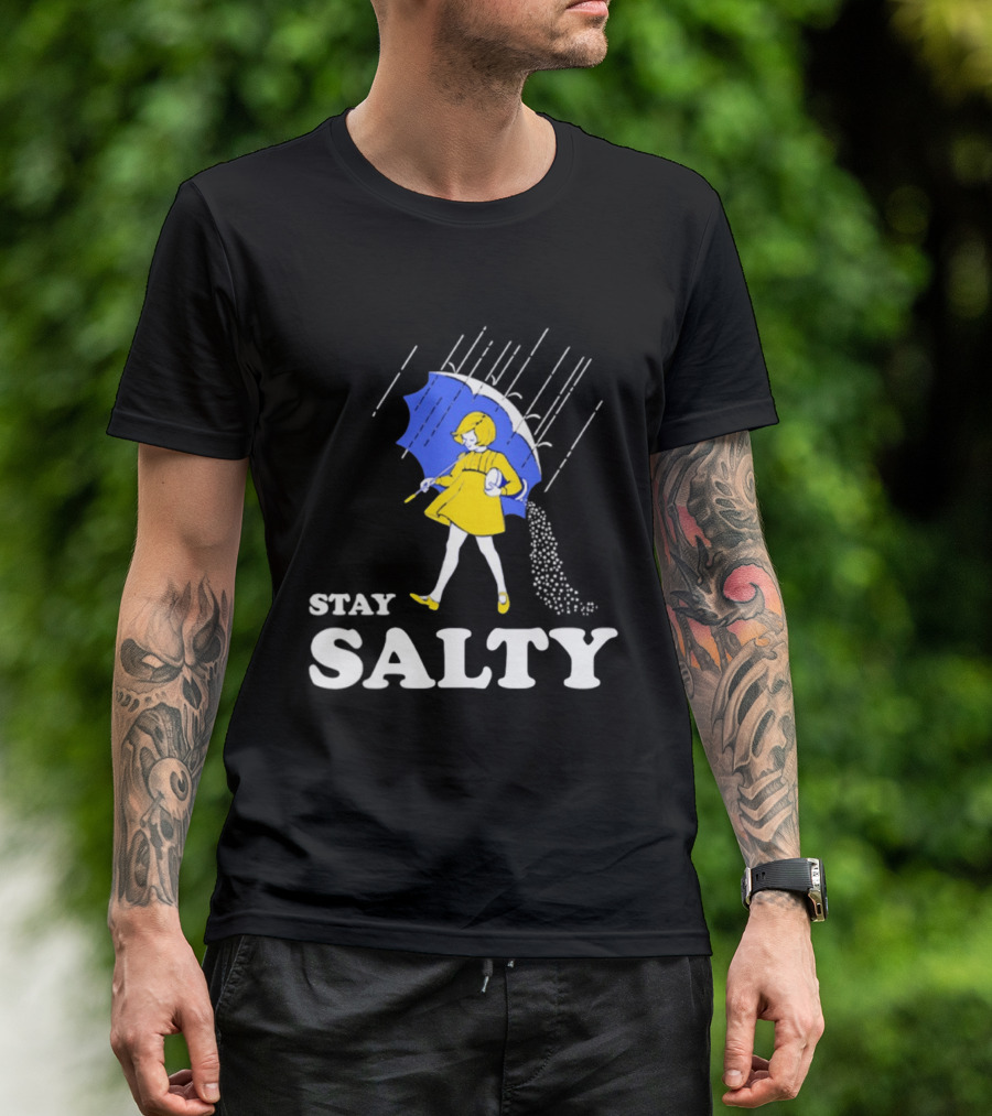 Stay Salty Girl In Yellow With Blue Umbrella T-Shirt