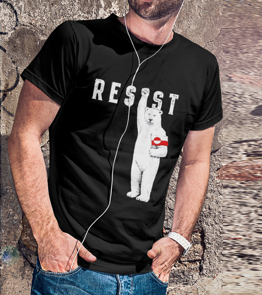 Resist Polar Bear Holding Greenland Flag T-Shirt