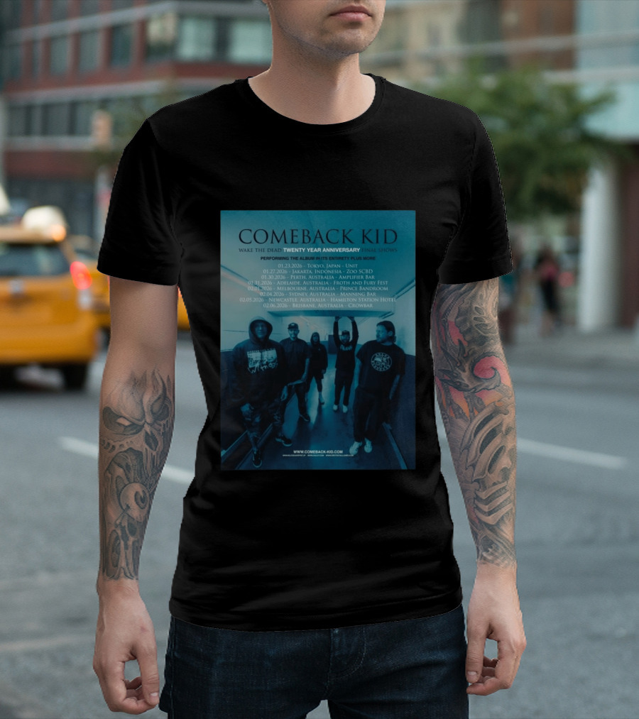 Comeback Kid Wake The Dead Twenty Year Anniversary Asia Australia Tour 2026 Dates T-Shirt