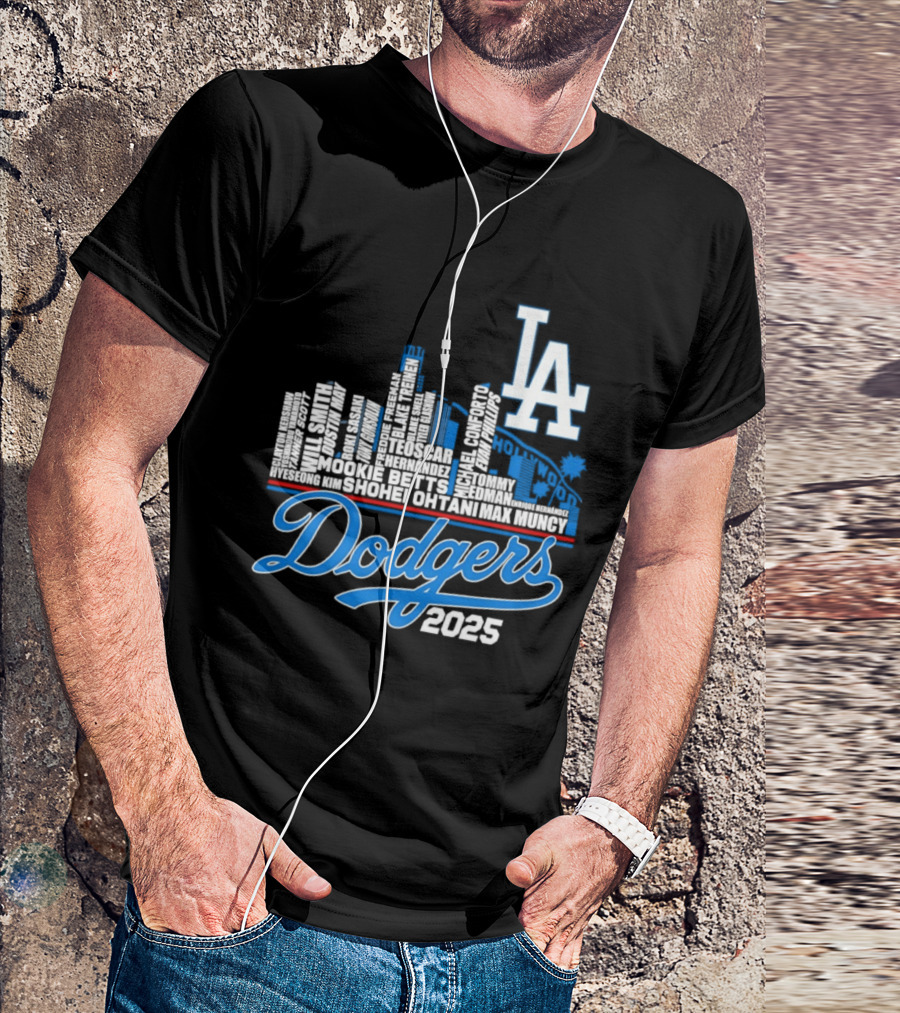 Los Angeles Dodgers 2025 City Skyline Name Players T-Shirt