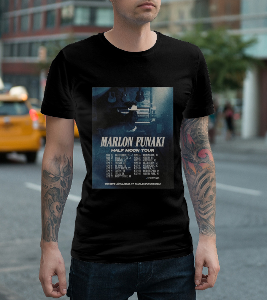 Marlon Funaki Half Moon Tour 2026 Dates Cities And Ticket Info T-Shirt