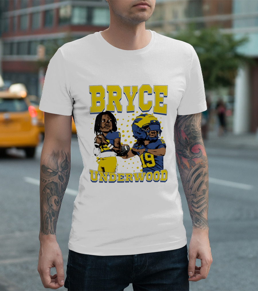 Bryce Underwood Michigan Blue And Yellow Football Caricature 19 T-Shirt
