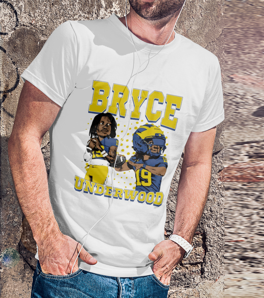 Bryce Underwood Michigan Blue And Yellow Football Caricature 19 T-Shirt