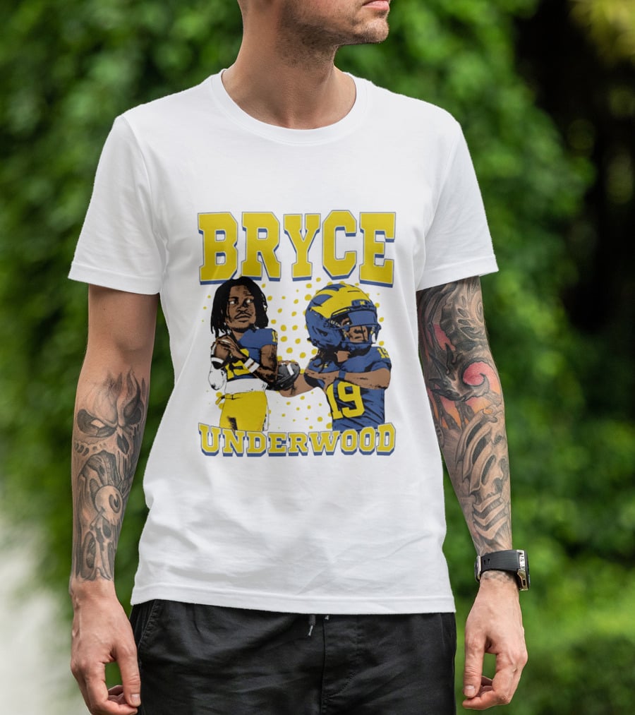 Bryce Underwood Michigan Blue And Yellow Football Caricature 19 T-Shirt