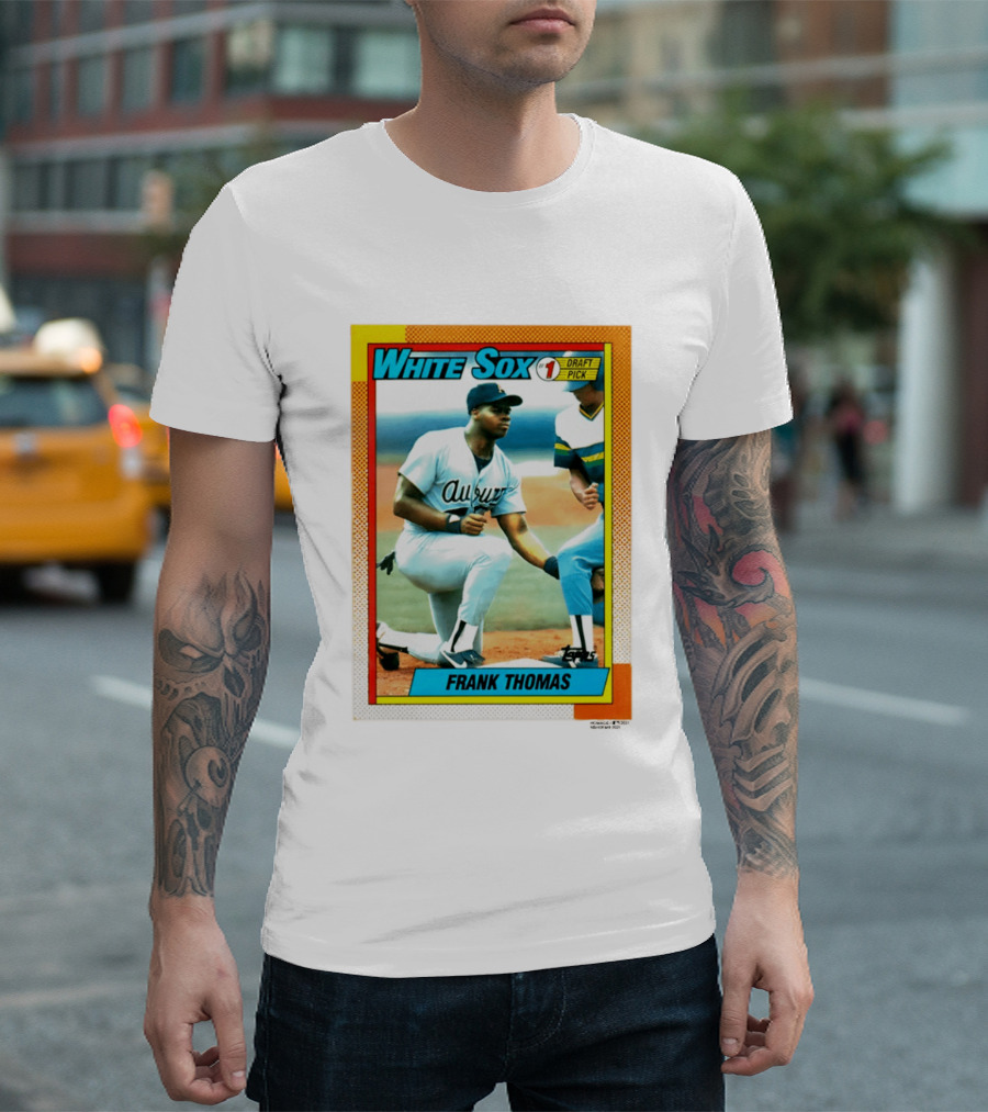 White Sox Frank Thomas 1990 Topps No. 1 Draft Pick Rookie Card T-Shirt