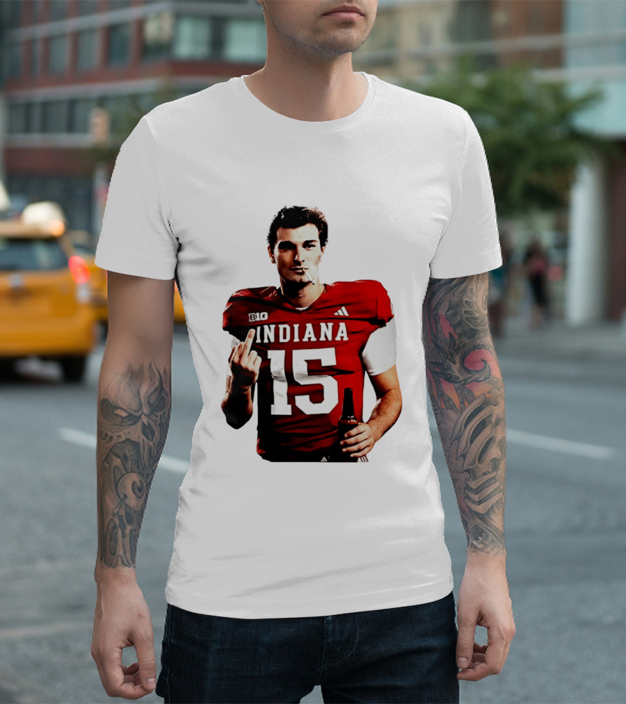 Indiana Hoosiers 15 Middle Finger Smoking Football Player T-Shirt