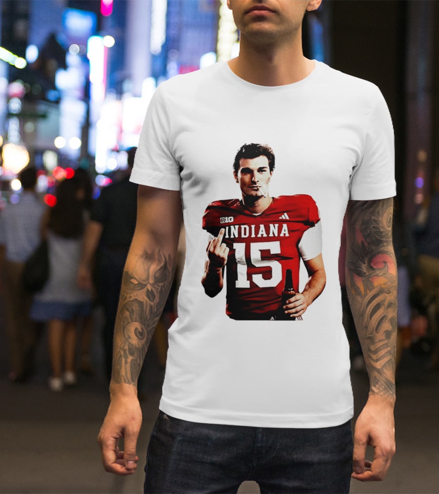 Indiana Hoosiers 15 Middle Finger Smoking Football Player T-Shirt