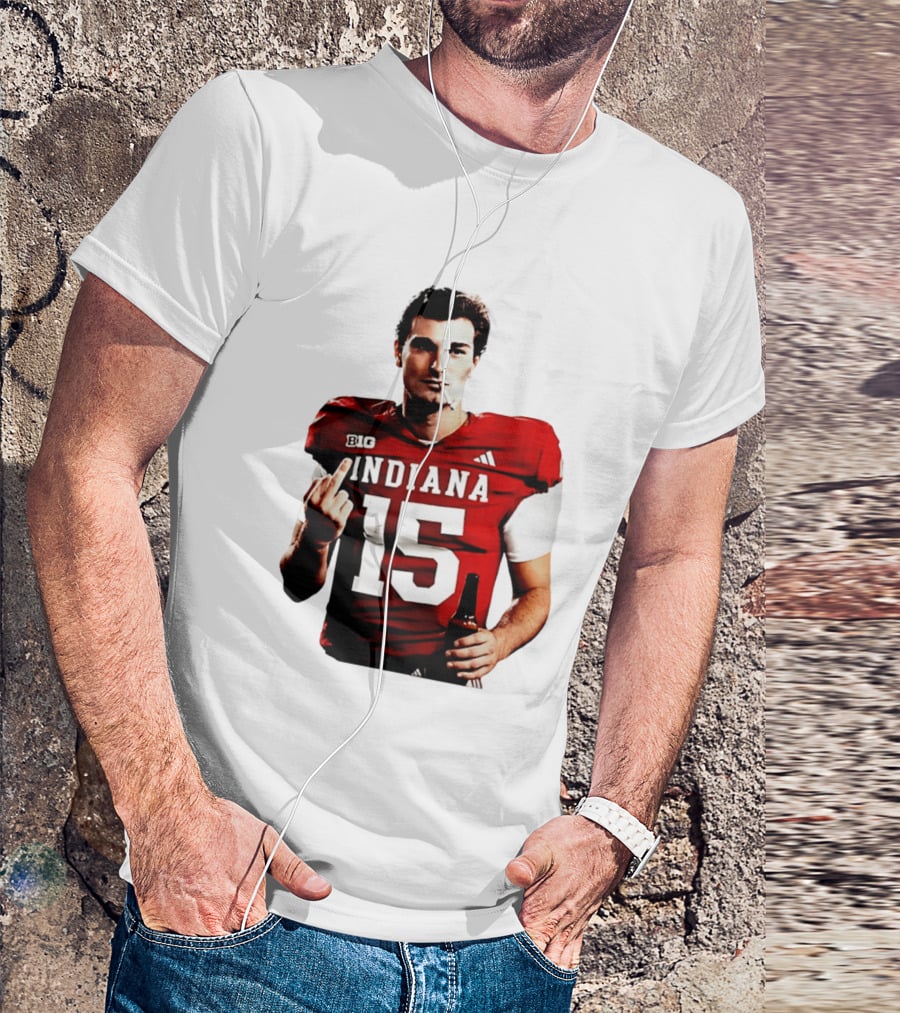 Indiana Hoosiers 15 Middle Finger Smoking Football Player T-Shirt