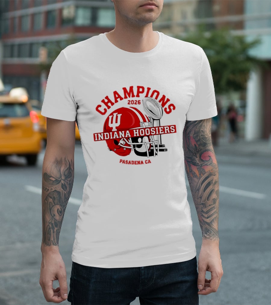 Indiana Hoosiers 2026 Champions Helmet Trophy Football Victory T-Shirt