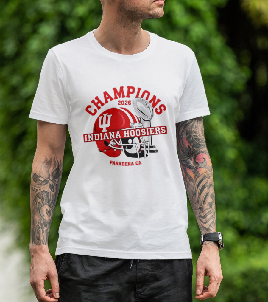 Indiana Hoosiers 2026 Champions Helmet Trophy Football Victory T-Shirt