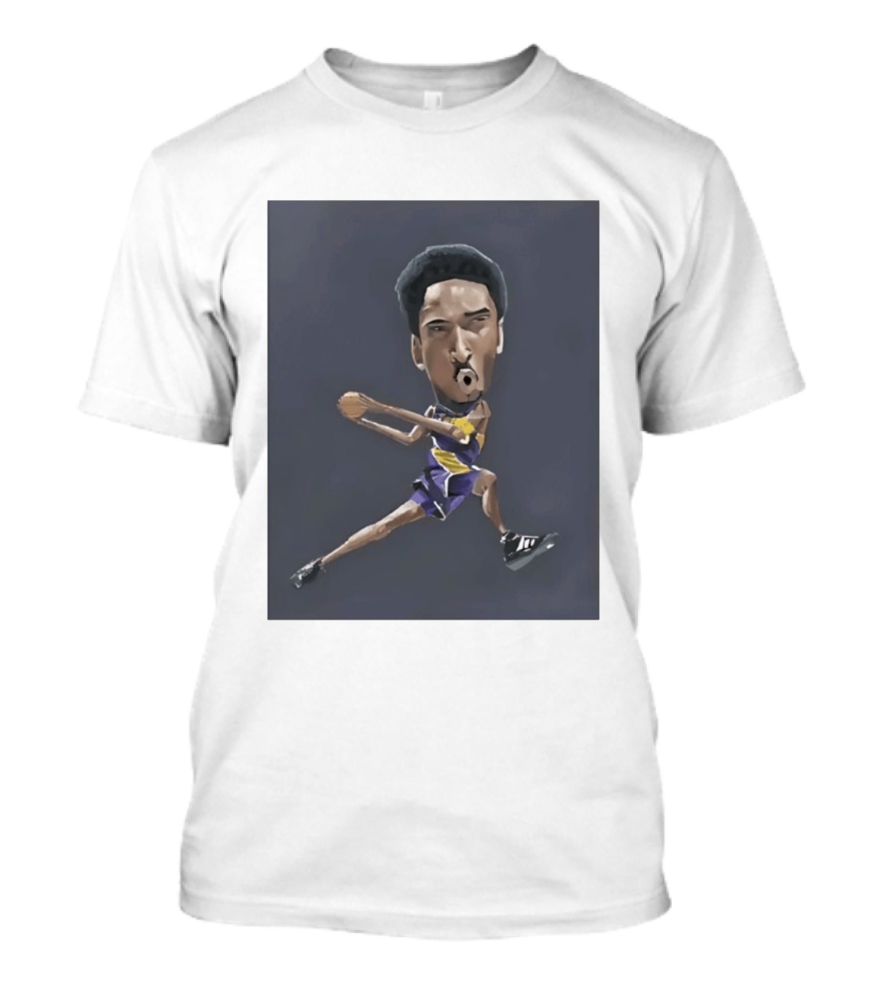 Kobe Bryant Caricature In Lakers Basketball Jersey T-Shirt