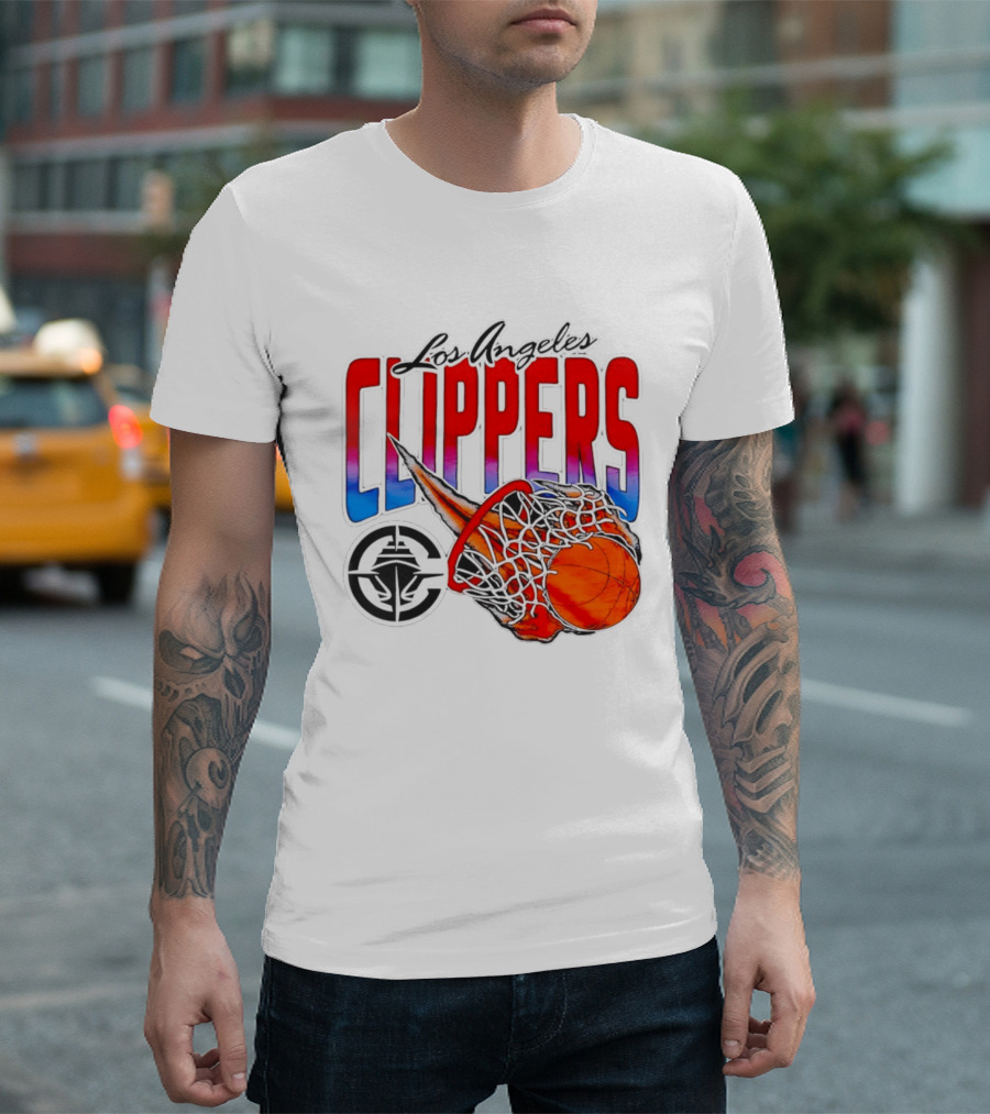 Los Angeles Clippers Basketball Flaming Hoop T-Shirt