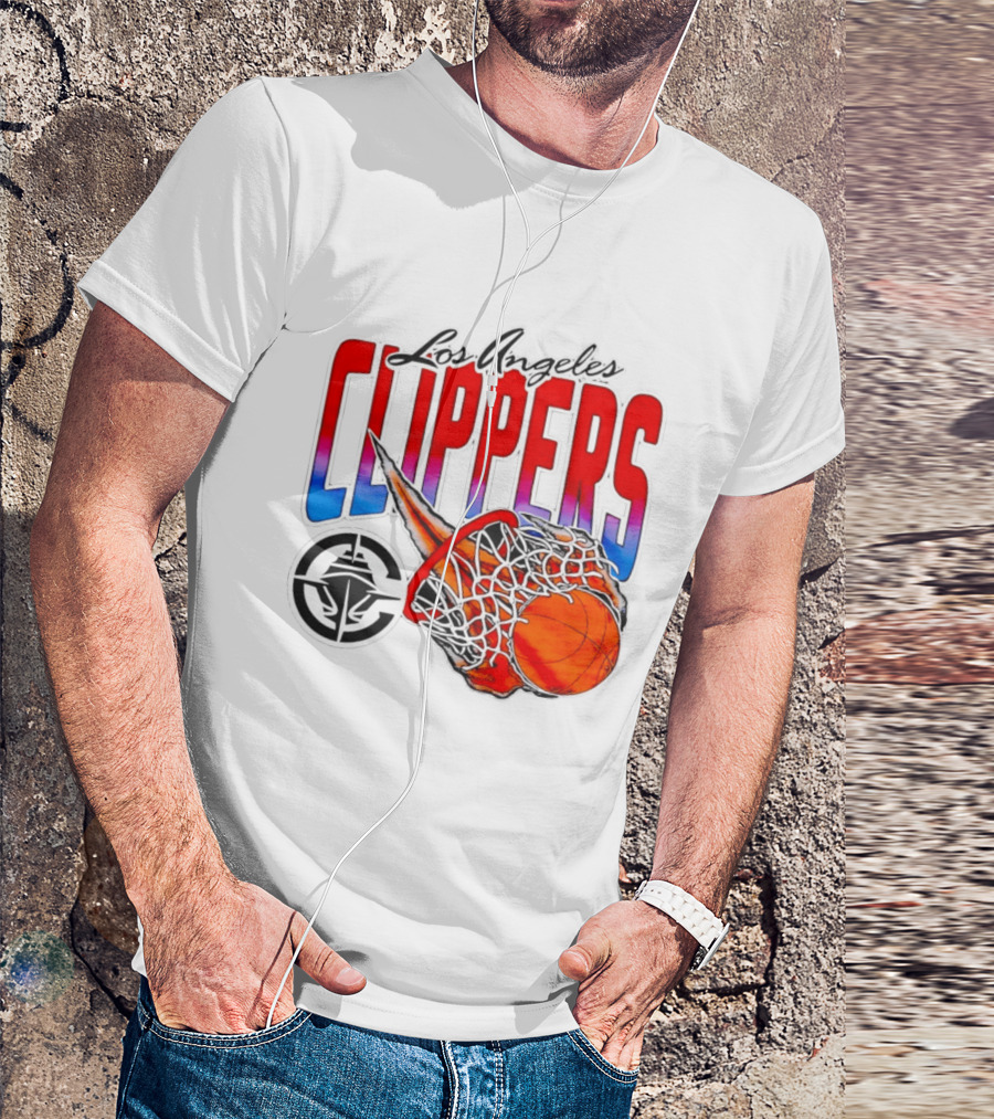 Los Angeles Clippers Basketball Flaming Hoop T-Shirt