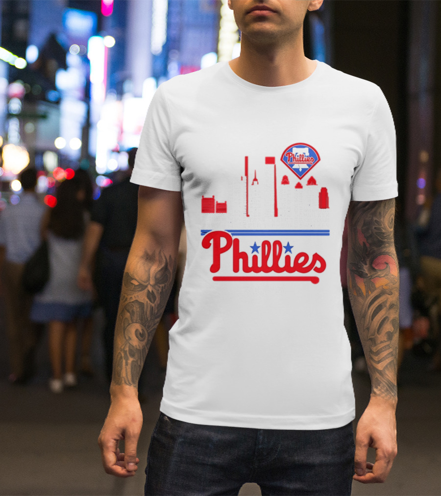 Philadelphia Phillies 2025 City Skyline And Players Names T-Shirt