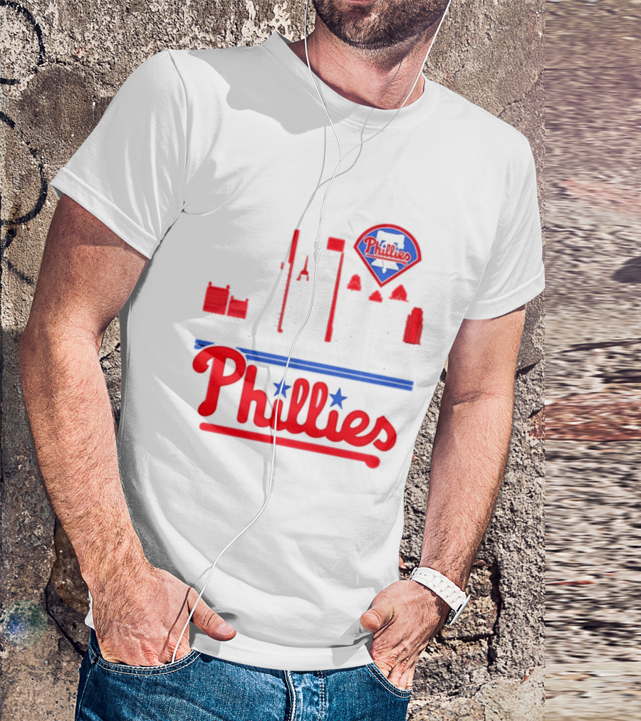 Philadelphia Phillies 2025 City Skyline And Players Names T-Shirt