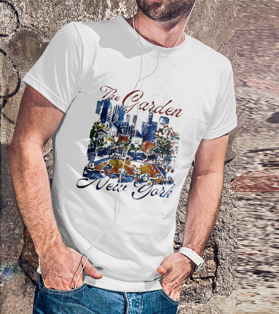 The Garden New York Basketball Court Skyline Blossoms T-Shirt