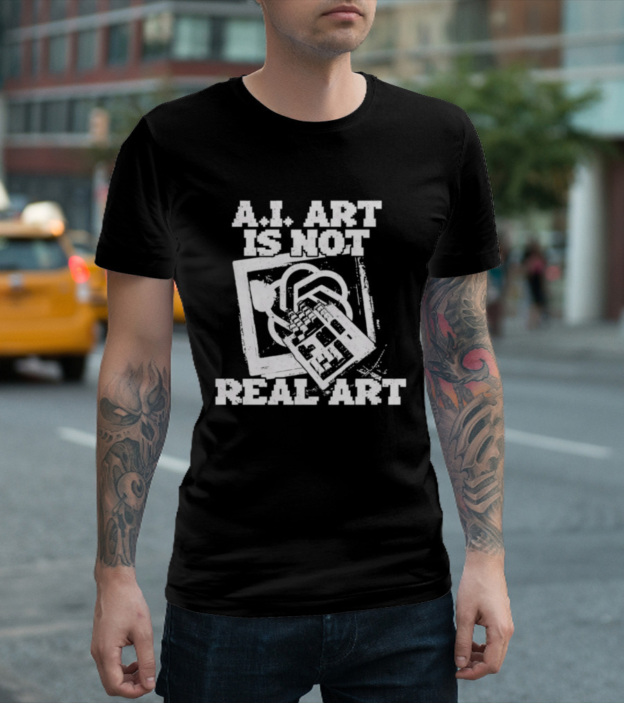 A.I. Art Is Not Real Art Keyboard T-Shirt
