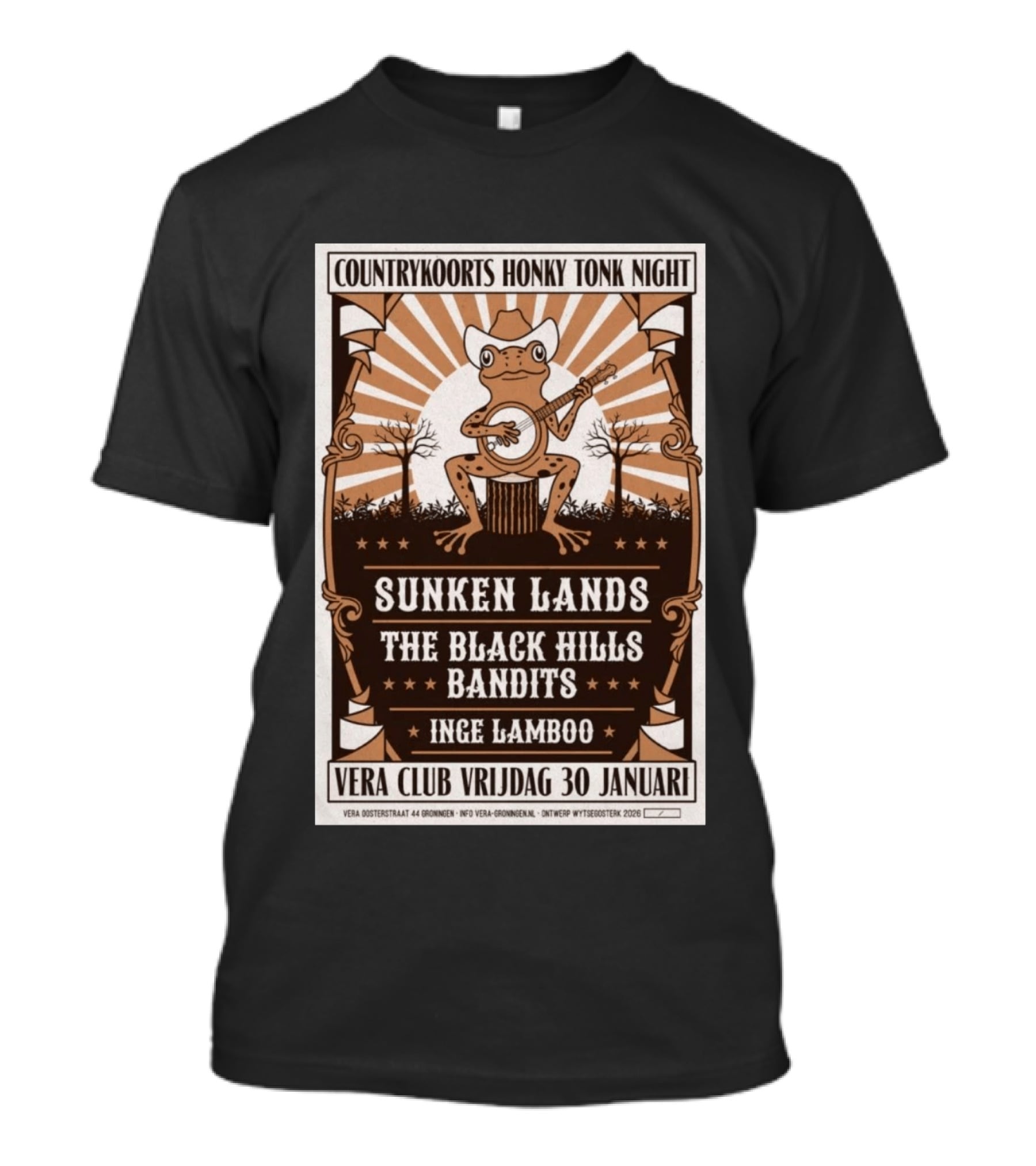 Countrykoorts Honky Tonk Night Sunken Lands Black Hills Bandits Inge Lamboo Vera Club Friday 30 Januari 2026 T-Shirt