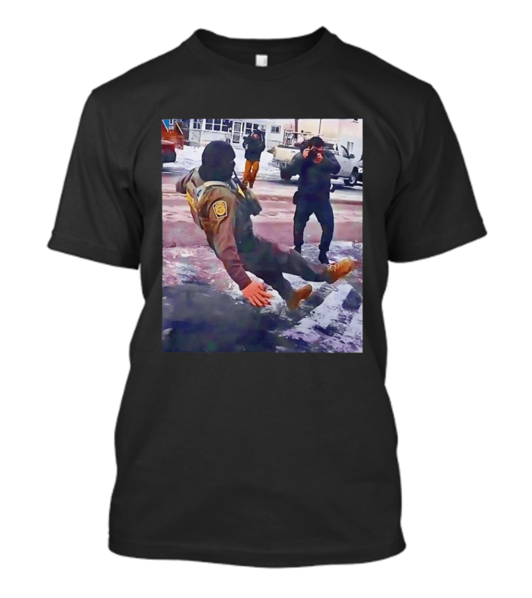 ICE Agent Slipping On Ice Captured In Epic Photo Moment T-Shirt