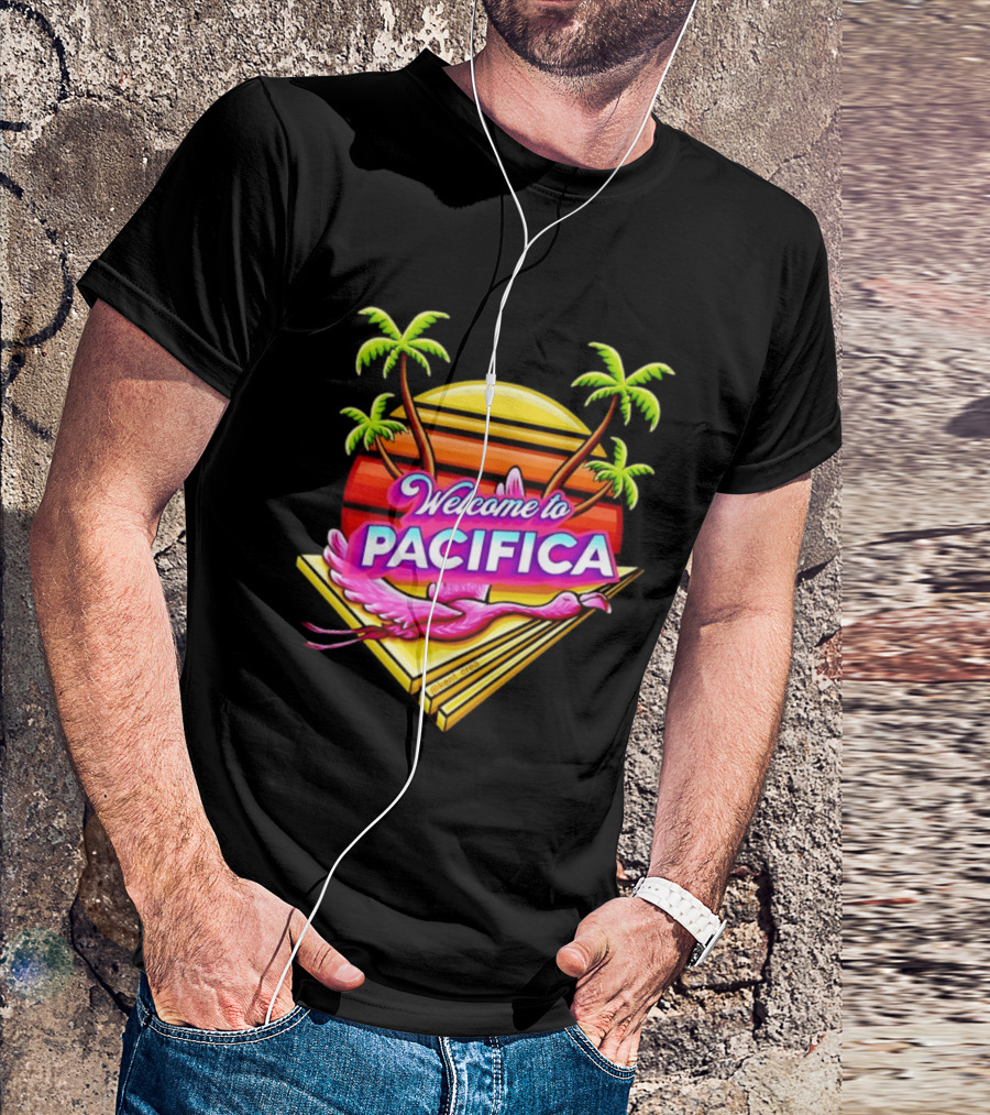 Welcome To Pacifica Flamingo Sunset Palms T-Shirt