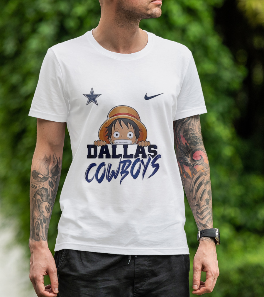 Dallas Cowboys One Piece Monkey D Luffy Nike Collaboration T-Shirt