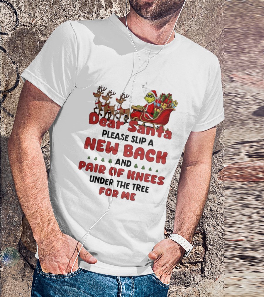 Dear Santa Grinch New Back Pair Of Knees Christmas Humor T-Shirt