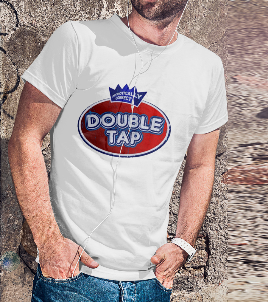 Patriotically Correct Double Tap Oval Design With Crown T-Shirt