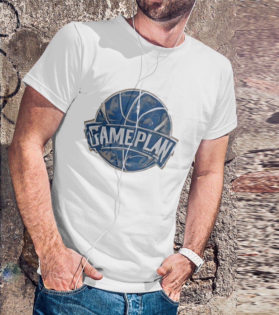 Gameplan Basketball Painting Blue Basketball T-Shirt
