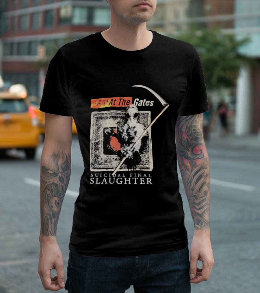At The Gates Suicidal Final Slaughter Grim Reaper Gas Mask T-Shirt
