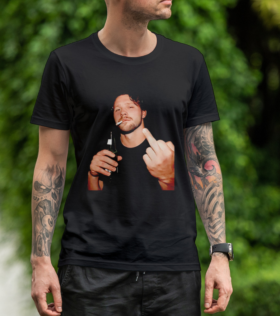 Josh Allen Smoking And Holding Beer Middle Finger T-Shirt