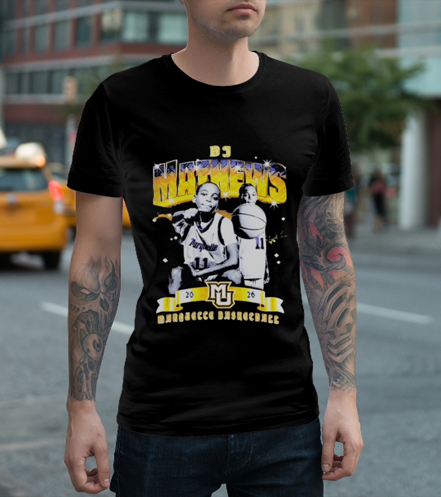 BJ Mathews Marquette Golden Eagles Basketball 2026 MJ 11 T-Shirt